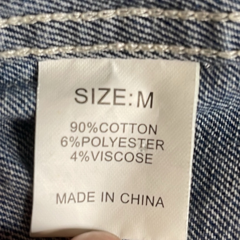 Women’s Oversized Denim Jacket Casual Long Boyfriend Distressed Blue Jean Sz M - Picture 10 of 10